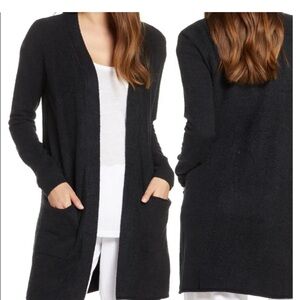 Barefoot Dreams Cozy Chic Lite Women's Black Open Front Cardigan Sweater